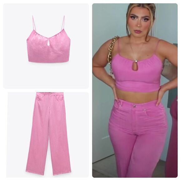 Zara Co-ord Set Pants Top XS New Barbiecore - Picture 1 of 7